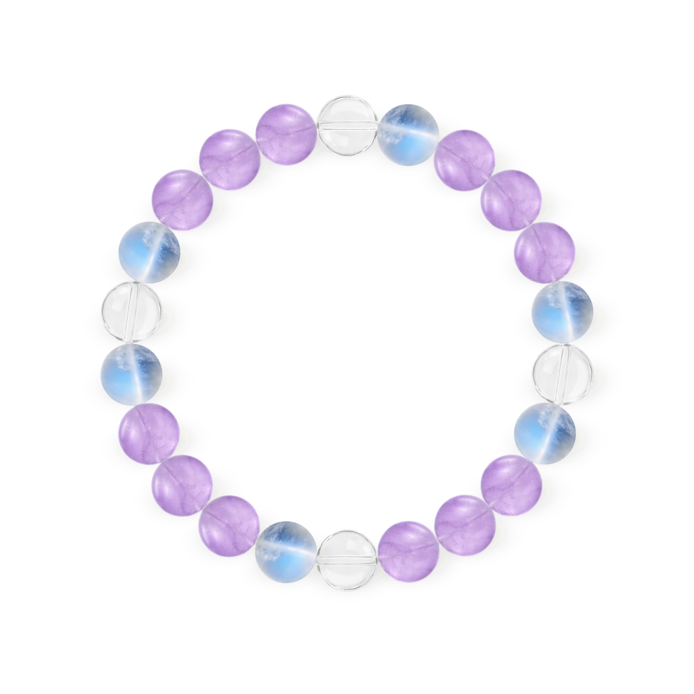 Pure crystal bracelet with lavender amethyst, moonstone, and clear quartz
